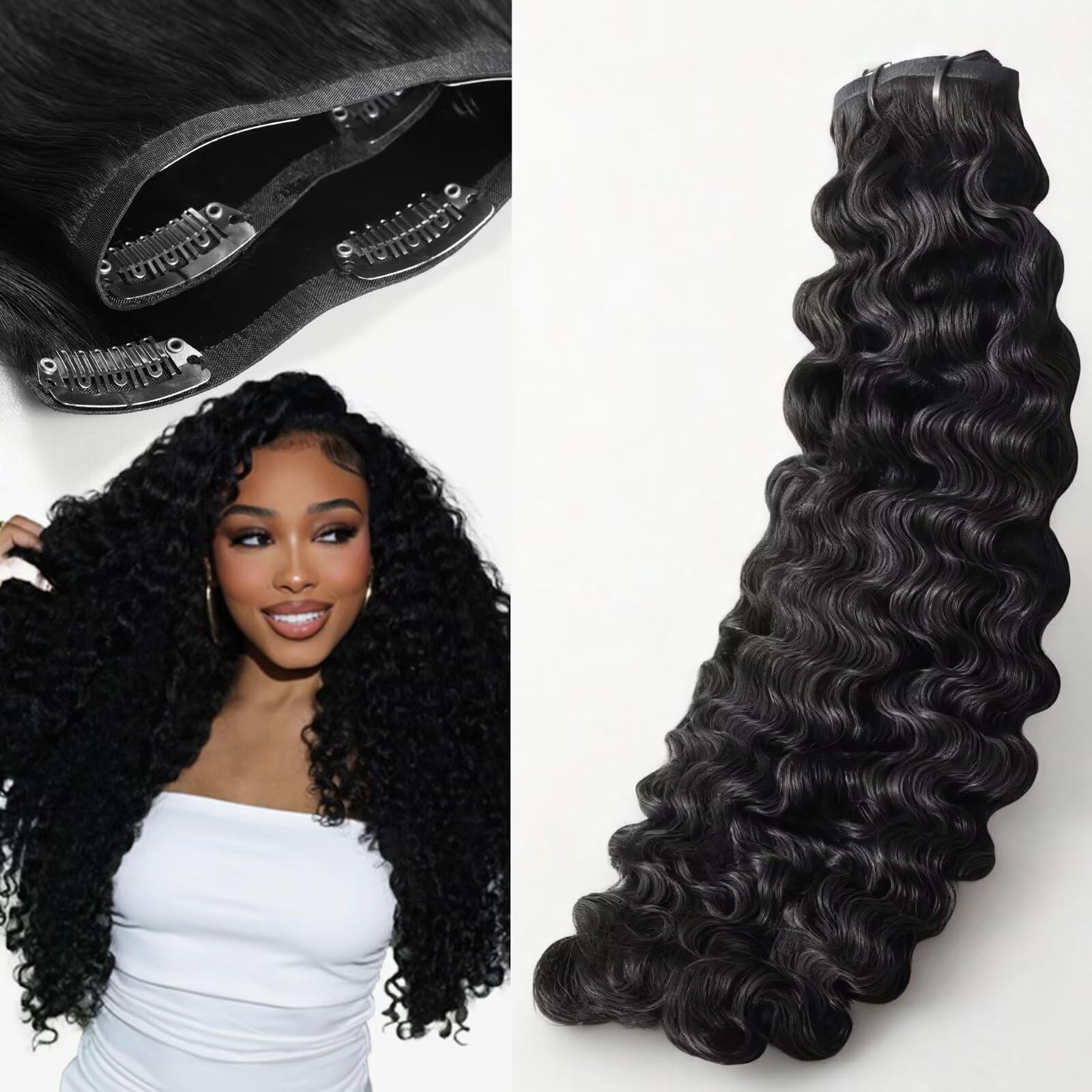 Triippy Clip In Hair Extensions135G 9Pcs Seamless Burmese Curly Hair Extension