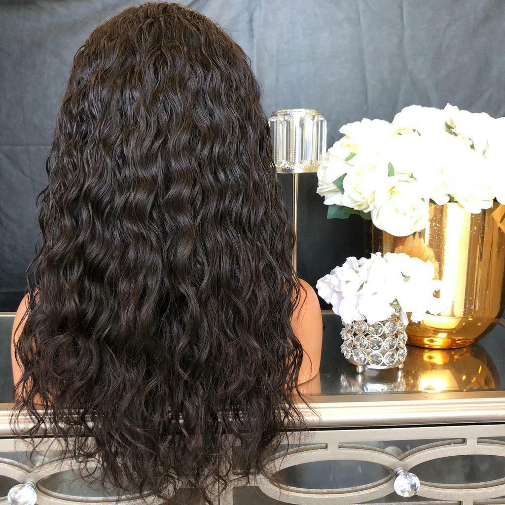 23″ Women Curly Wavy Long Synthetic Hair Wigs Ladies Costume Dark Black Wig
