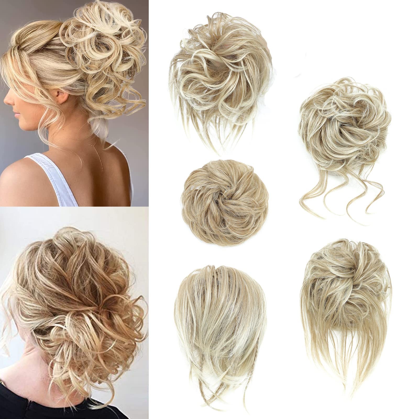 5 PCS Messy Bun Hair Piece for Women Scrunchies Ponytail Extension with Elast…