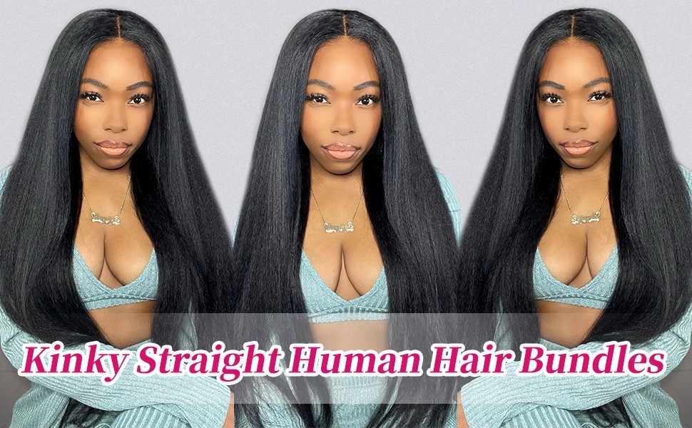18-22″ Human Hair Kinky Straight 3x Bundles Yaki Straight 12A 100% Unprocessed