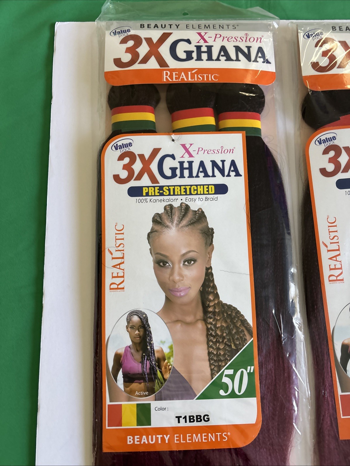 Wholesale 6ct Realistic 50” 3X GHANA PRE STRETCHED 100% Kanekalon Color T1BBG