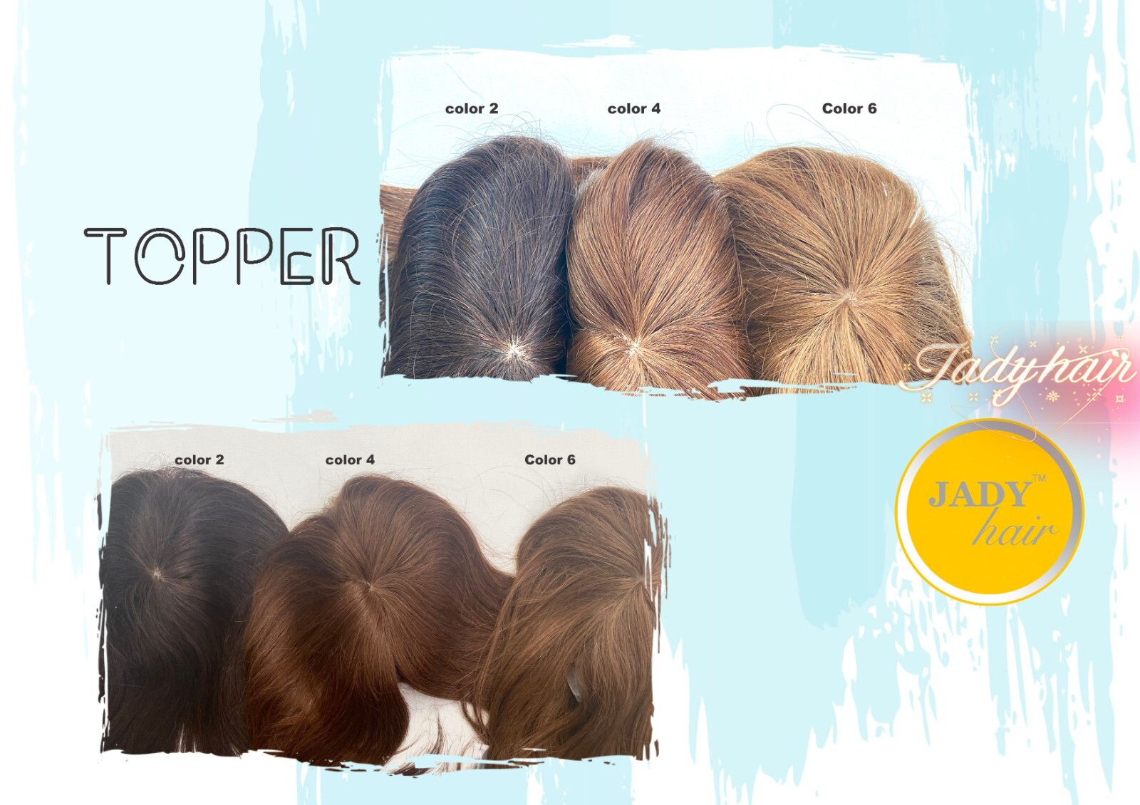100% Human Hair Topper 14″ with hand injected Silk Top or Swiss lace top
