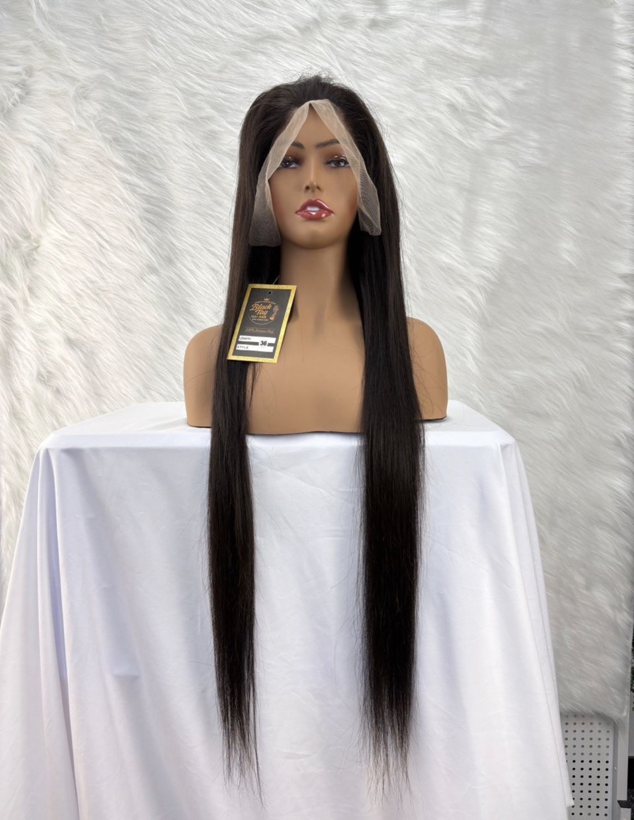 100% Human Hair Wigs straight 13×6 Lace Frontal 36”inch Natural 200%d 280gm