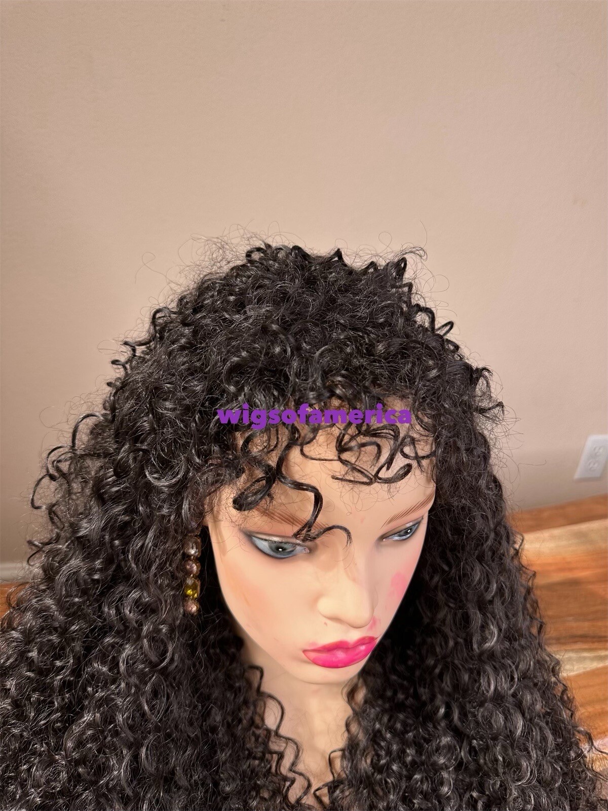 african american wig afro curly 26 inch long dark brown color 2