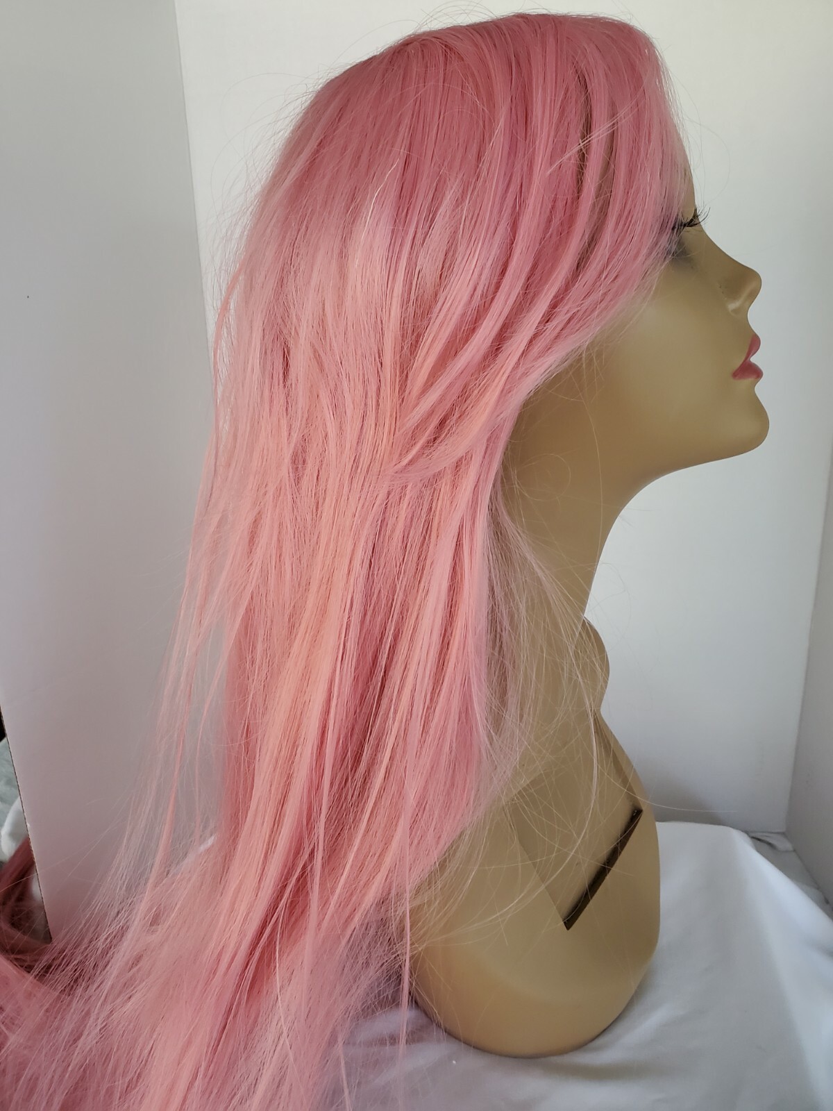 Long Pink Wig Cosplay Party Halloween Wig Full Synthetic Anime Adjustable Cap
