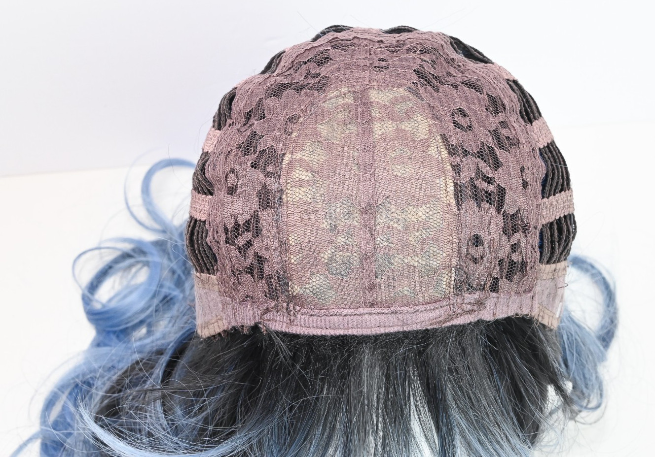 Black and Blue Wavy Wig for Women | Long 26″ Synthetic Hair with Bangs