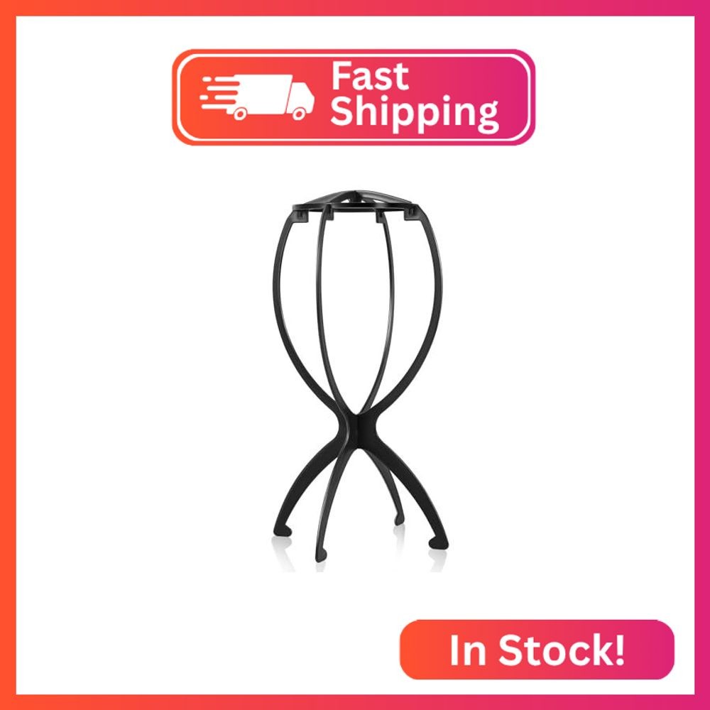 obeoby Wig Stand, Portable Wig Holder Wig Head Stand for All Wigs Travel Wig (bl