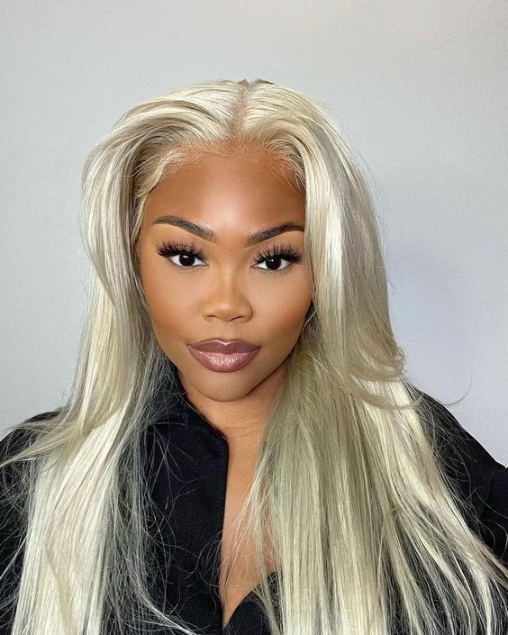 Platinum Blonde Lace Front Wigs for Women Long Straight Hair Heat Resistant Wigs