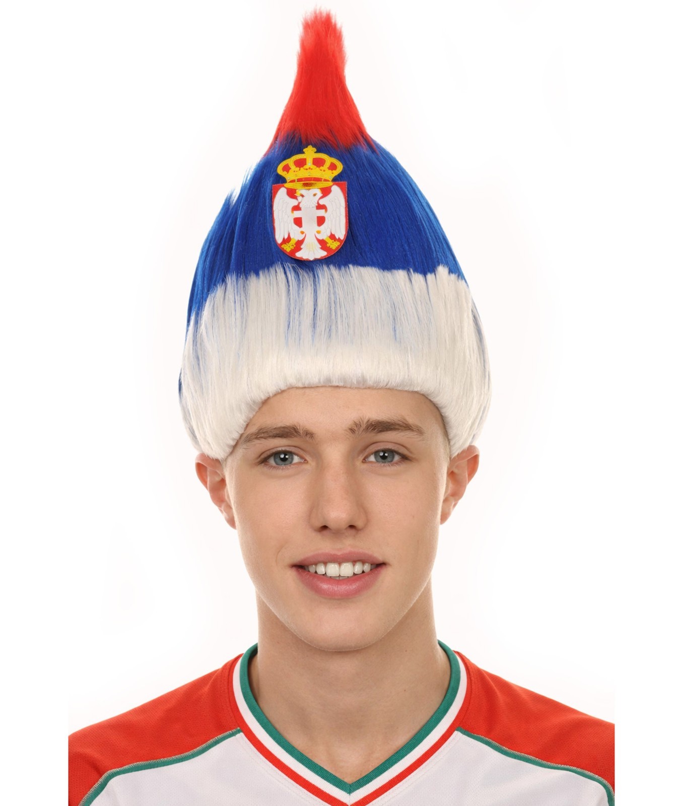 HPO Flagwigs Adult Unisex Serbia Flag Troll Wigs,Perfect for Cosplay HM-801A