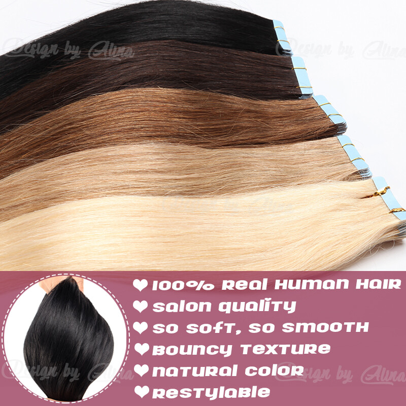 150G Tape In Remy Skin Weft 100% Human Hair Extensions Invisible THICK Balayage