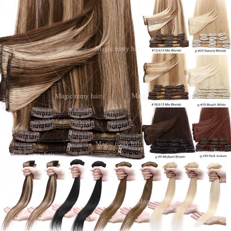 CLEARANCE Clip In 100% Real Remy Human Hair Extensions Full Head Highlight Long