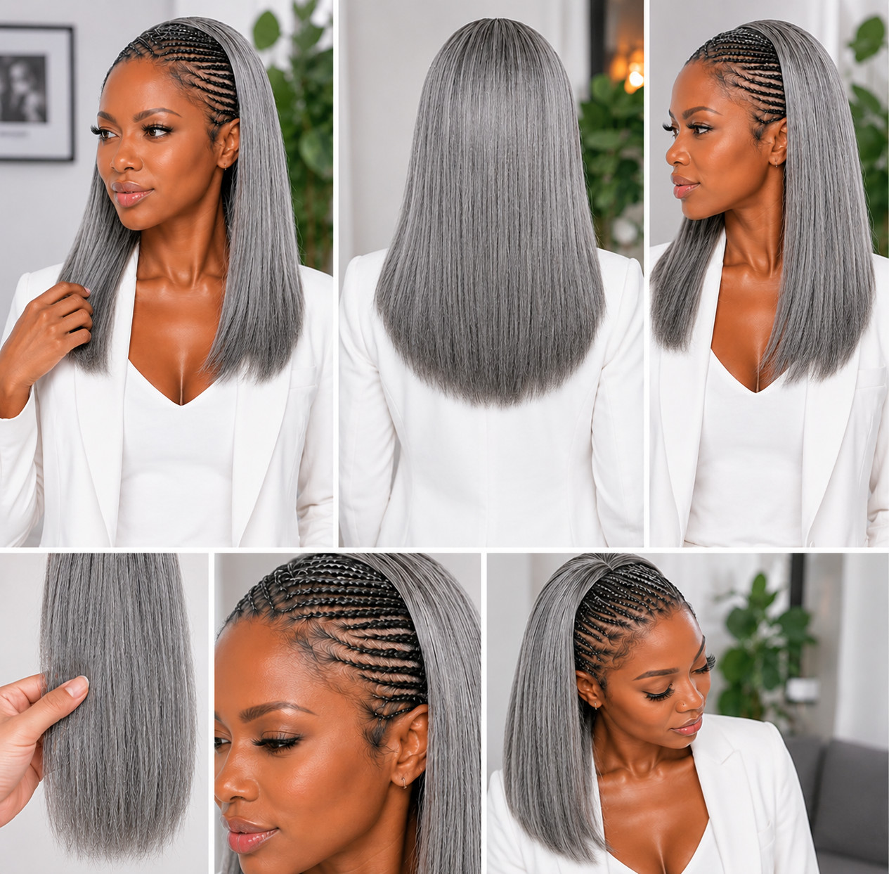 Foxy Silver Yaki Bulk, 100% Human Hair, 12″-18″, Natural, Tangle free hair