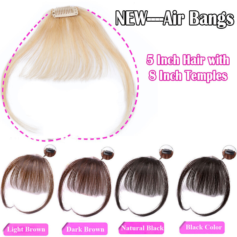 Clip in 100% Remy Human Hair Thin Air Neat Bangs Topper Piece Fringe Hairpiece U