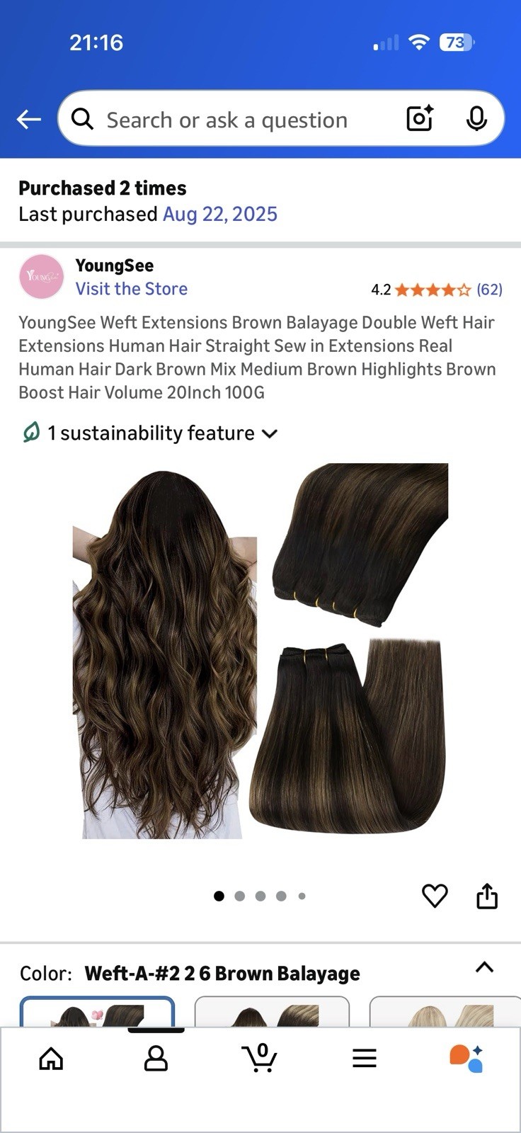 (2) YoungSee Double Wefts, 20”, 100g (200g total)