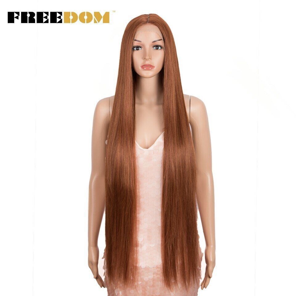 Synthetic Lace Front Wigs Super Long 38Inch Ombre Highlight Straight Wigs