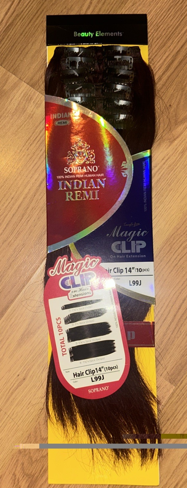 100% Human Hair Ext. Clip-in. Indian Remi. 14”inch. Color 99J. 1 Pack For $50