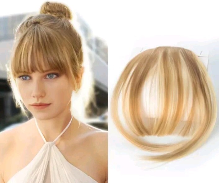 Hair Extension Bangs One Piece/2 Clips Blond/Brown Blend Synthetic 6″ – 10″