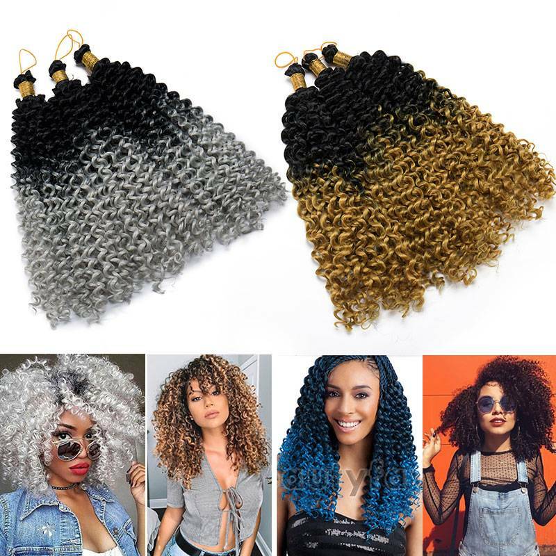Real Thick Wave Twist Ombre Braid Water Curly Braiding Hair Extension Crochet US