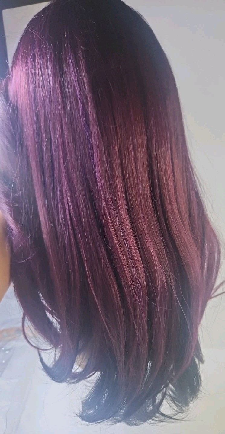 It’s A Wig Swiss Lace Front Wig TT P Burgondy/ Purple Black Color Higheat400°F.