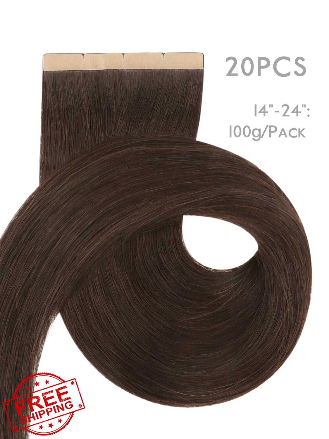 Wennalife 8cm Tape in Hair Extensions Chocolate Brown