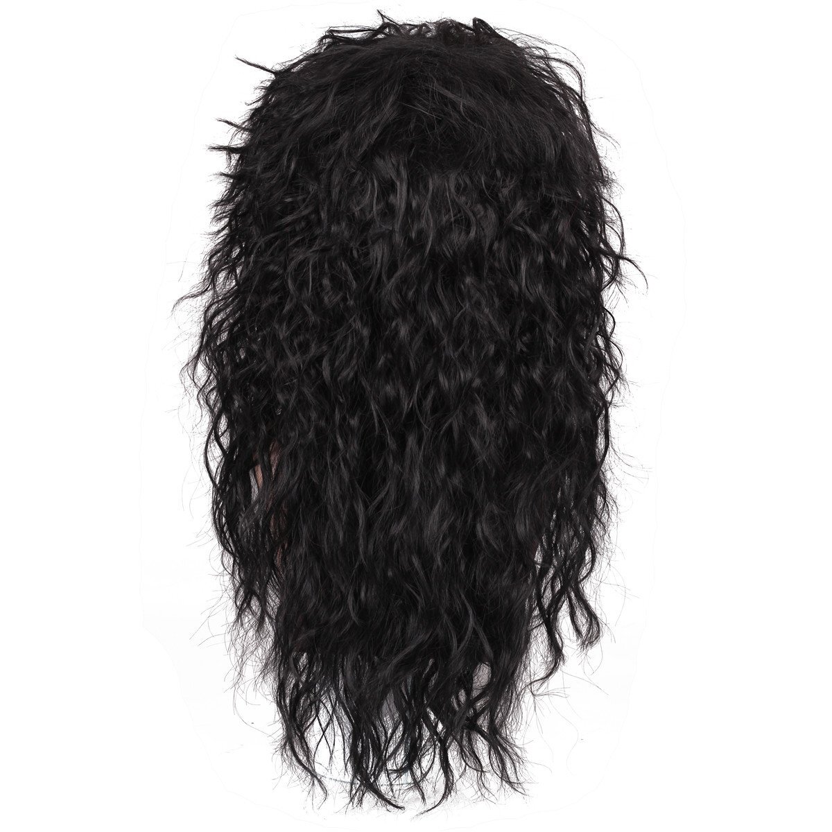 Mens 80s Long Curly Black Rocker Wig Rock Star Halloween Costume Hair
