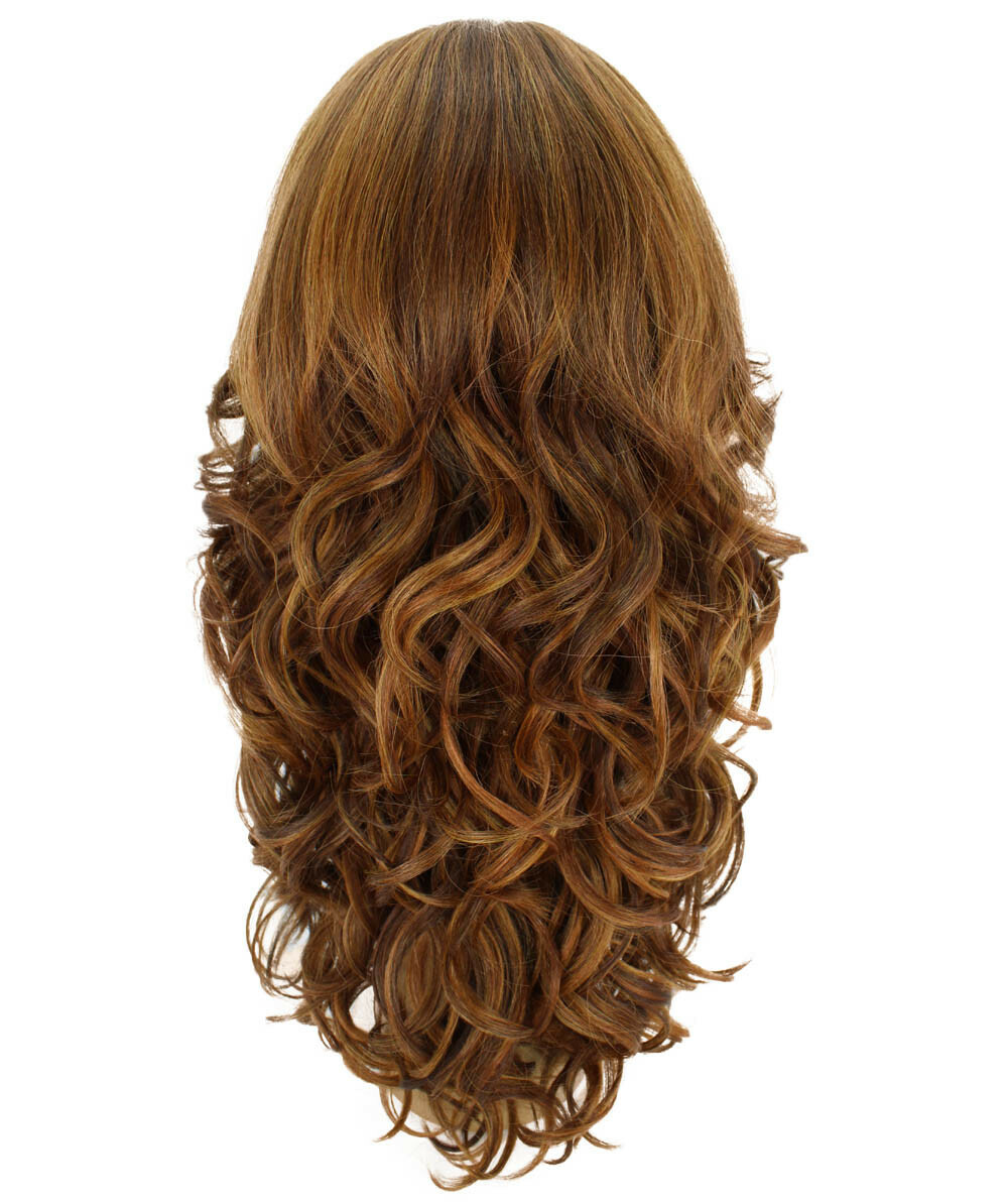 LUXLUXE Yenne Wavy 23 Inch Long 4X4 Hand-Tied Lace Front Wig, Light Brown Blend