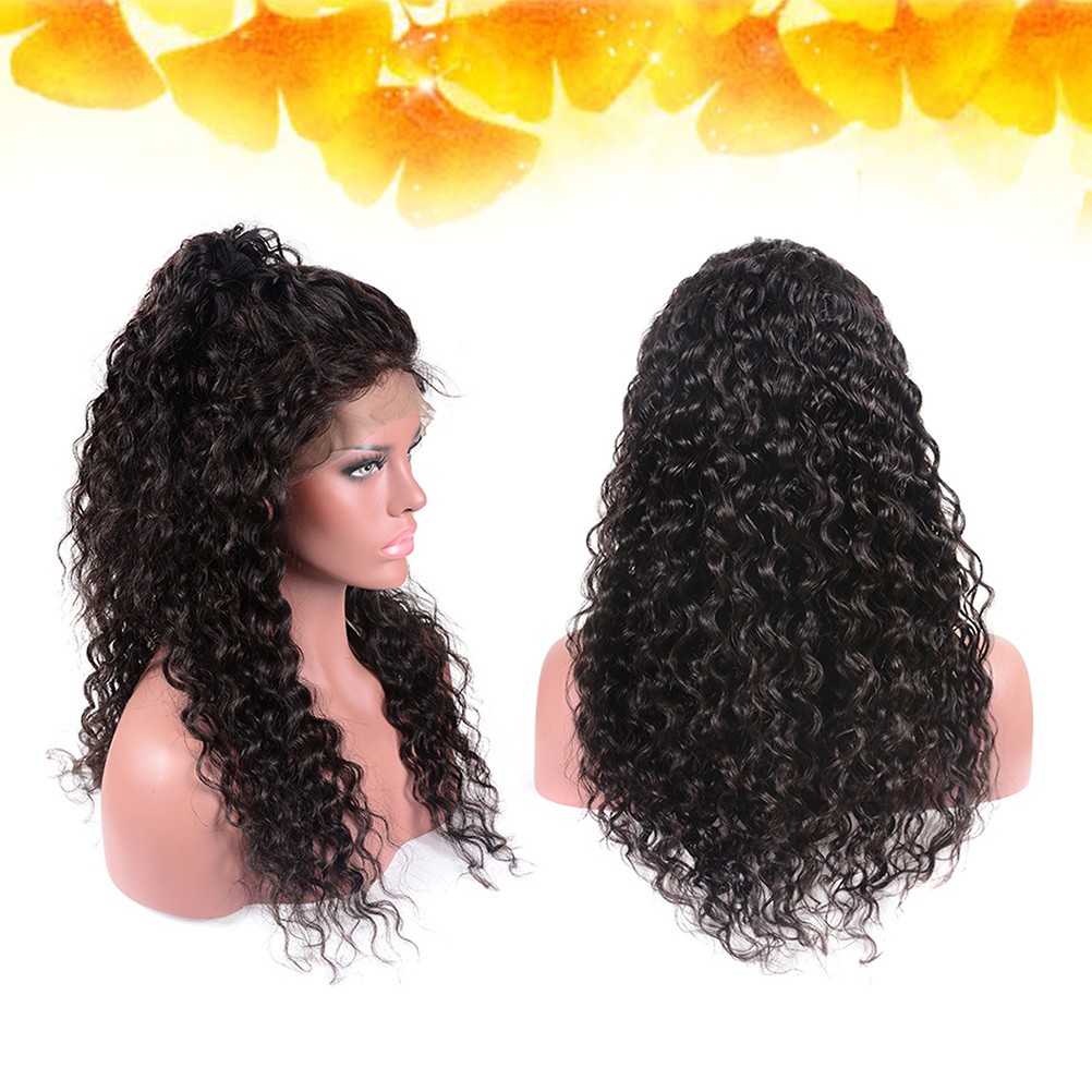 Women Small Curly Hair Wig Front Lace Wig Cover Natural Looking Black Styling