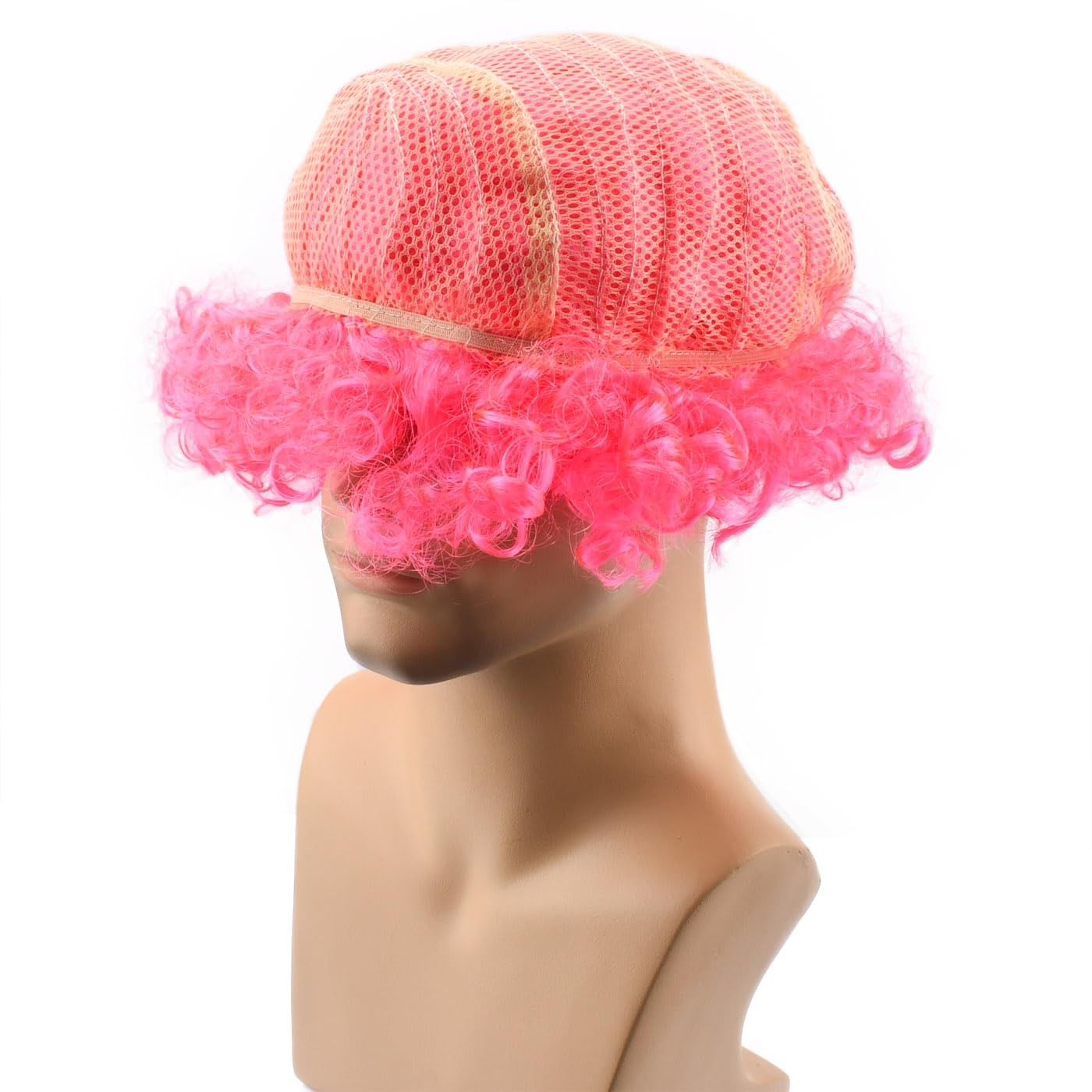 Unisex Short Fluffy Afro Wigs-Women Men Kinky Curly Disco Hippie Wig for Pink
