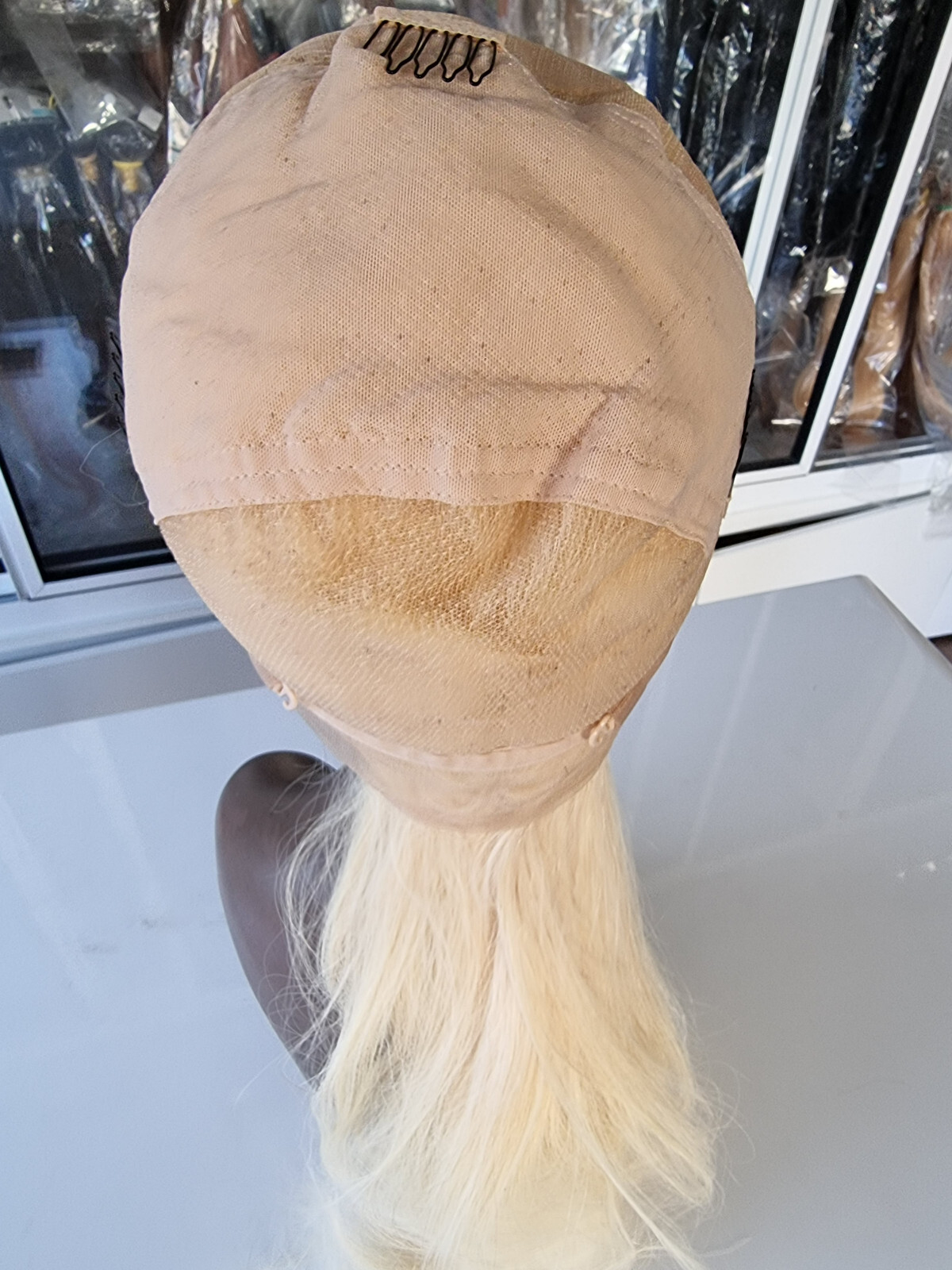 BRAZILIAN SILK BASE TOP GLUELESS FULL LACE WIG BLONDE 613# 180% DENSITY 20INCHES