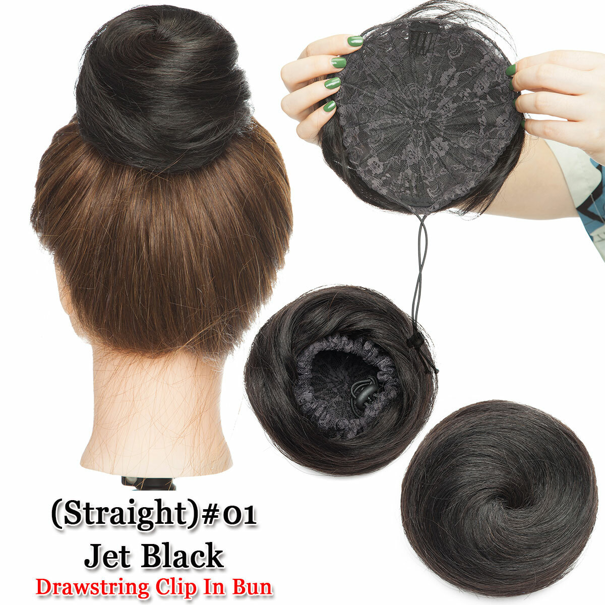 Real Human Messy Bun Piece Clip in Scrunchie Wrap Hair Extensions Cover Ponytail