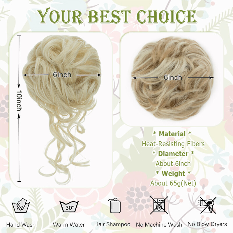 Thick Messy Bun Scrunchie Updo False Cover Curly Claw Clip Hair Extensions Women