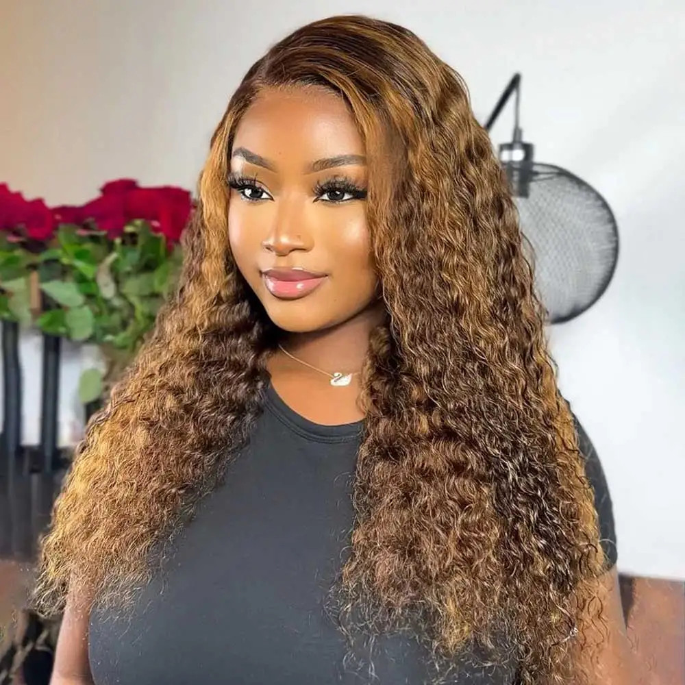 Invisible Strap Highlight Blonde 360 Full Hd Lace Front Wig Glueless Wig Curly