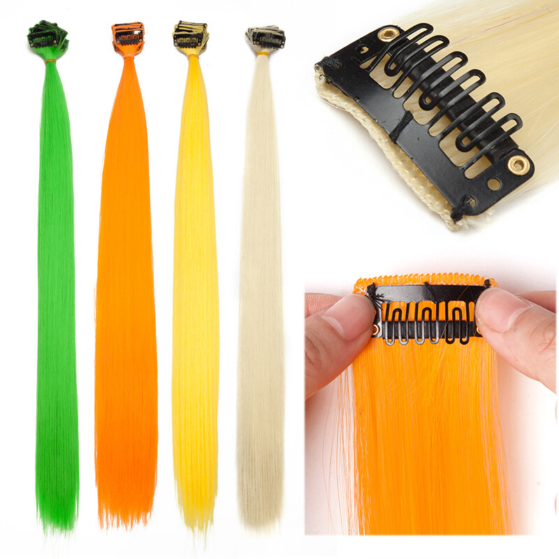 10 Pcs Long Clip In Highlight Streaks Rainbow Braid Hair Extensions for Girls US