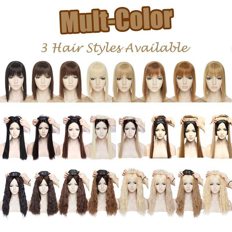 Real 100% Nautural Clip In Topper Hair Extension Thick As Human Long Straight US