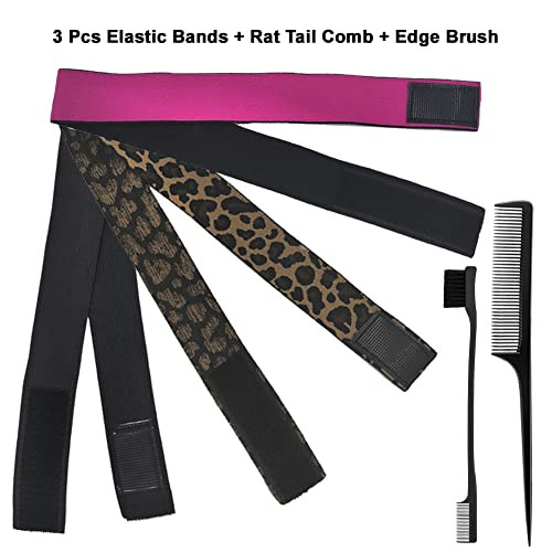 Elastic Bands Set for Wigs and Lace Frontals – 3 pieces with Rat Tail Comb,
