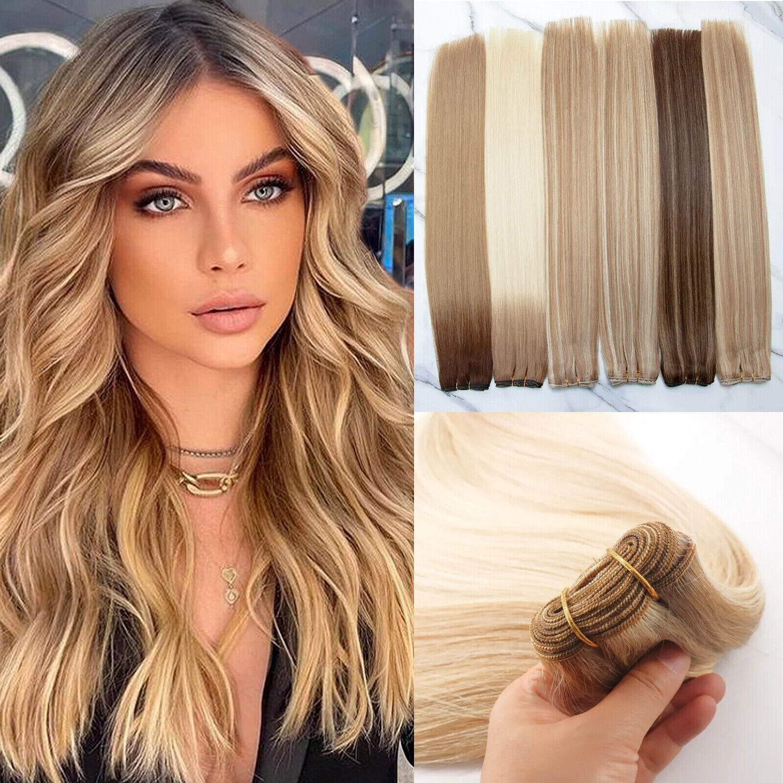 Sew in Wefts Remy Human Hair Extensions Double Weft Weave Bundles Fashion Colors