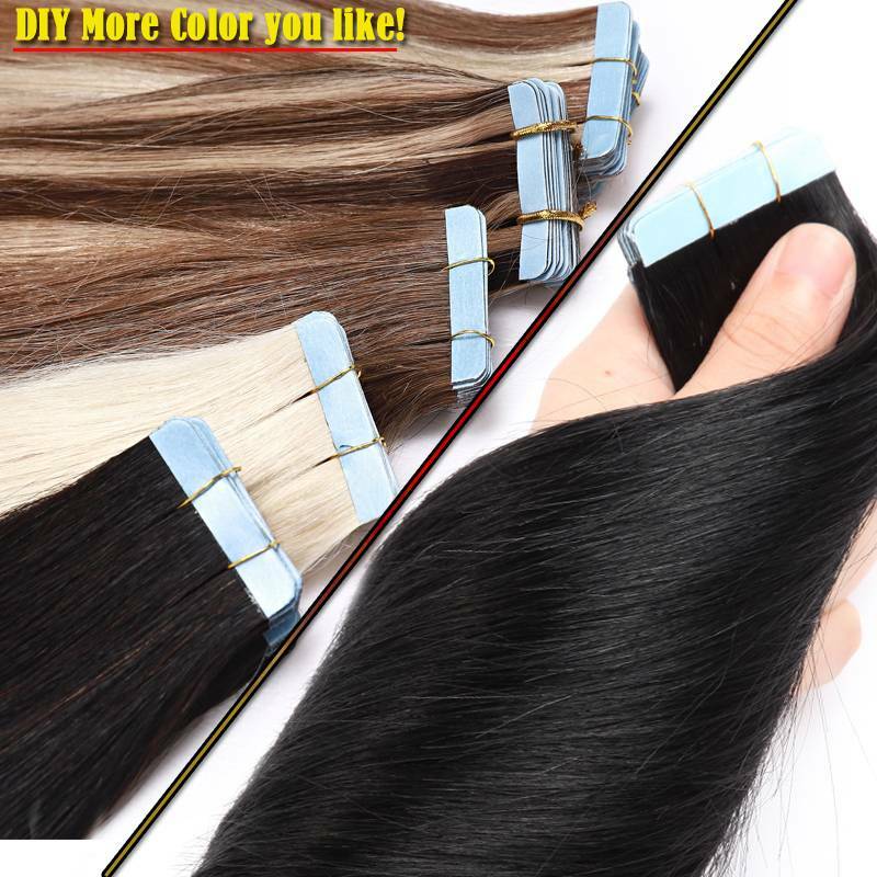 US CLEARANCE Seamless Tape in Remy Human Hair Extensions 20 40 60 PCS Full Head