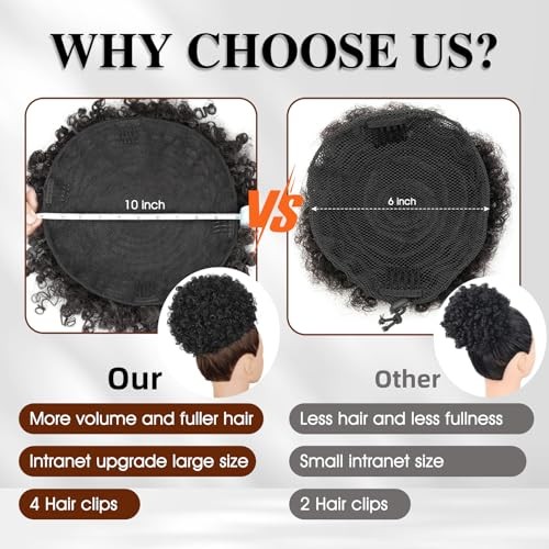 Super Large Drawstring Ponytail for Black Women 10 Extra Large Natural Black