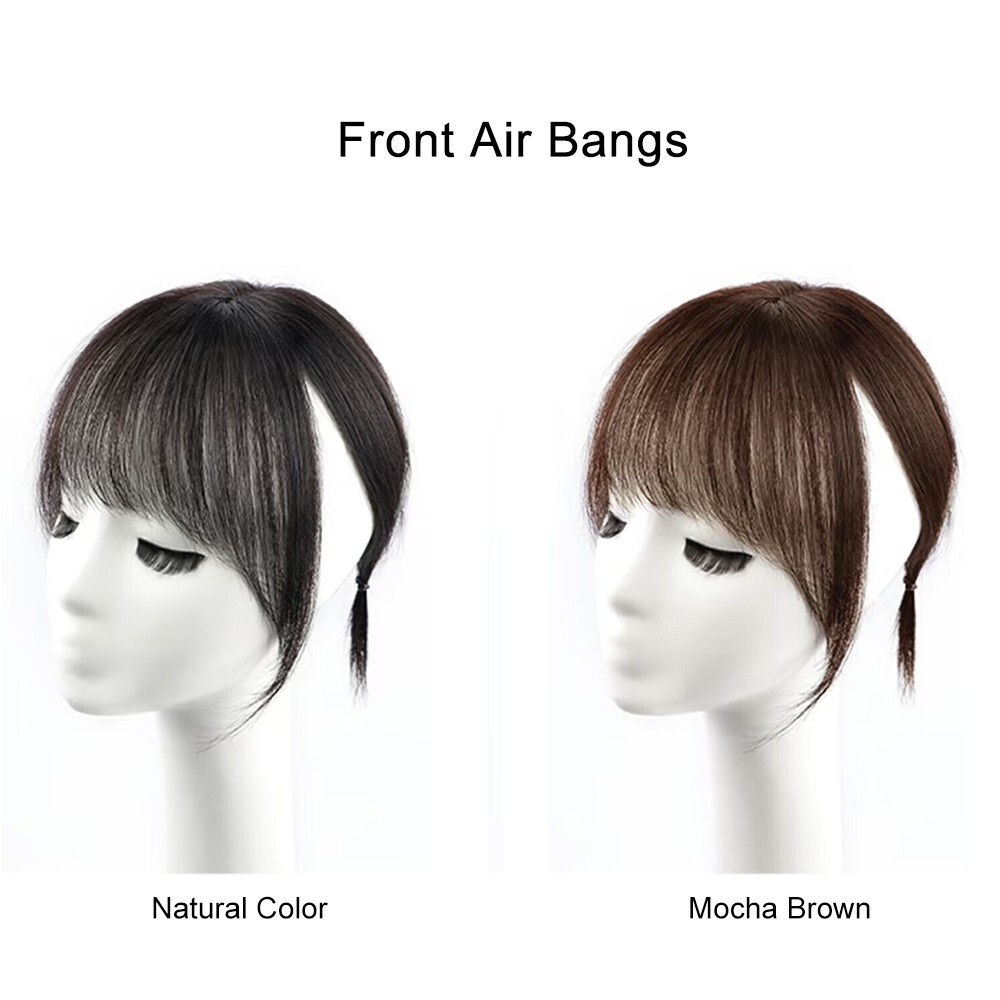 10″ 100% Human Hair Topper with Bangs Fringe Clip in Hairpiece Top Piece Toupee