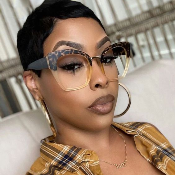 100% Human Hair Straight Short Pixie Cut Black Wig Machine Made Daily New