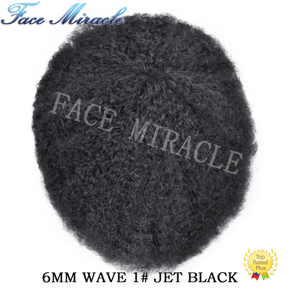 Afro Curl Toupee for Black Men Full PU Mens Toupee Human Hair System African Men