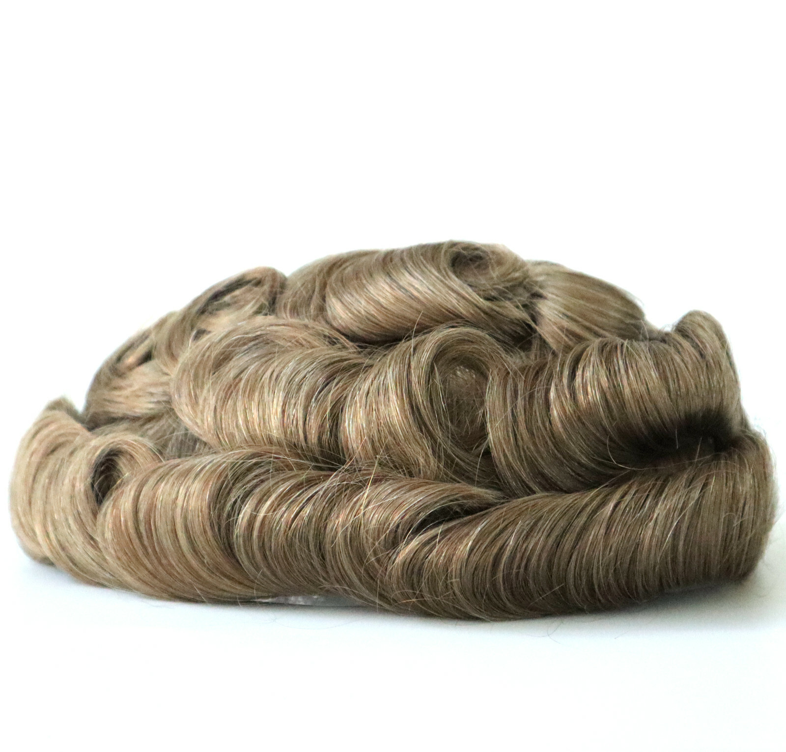 Mens Human Hair Replacement System Poly Skin Scalloped Toupee Hairpieces #20