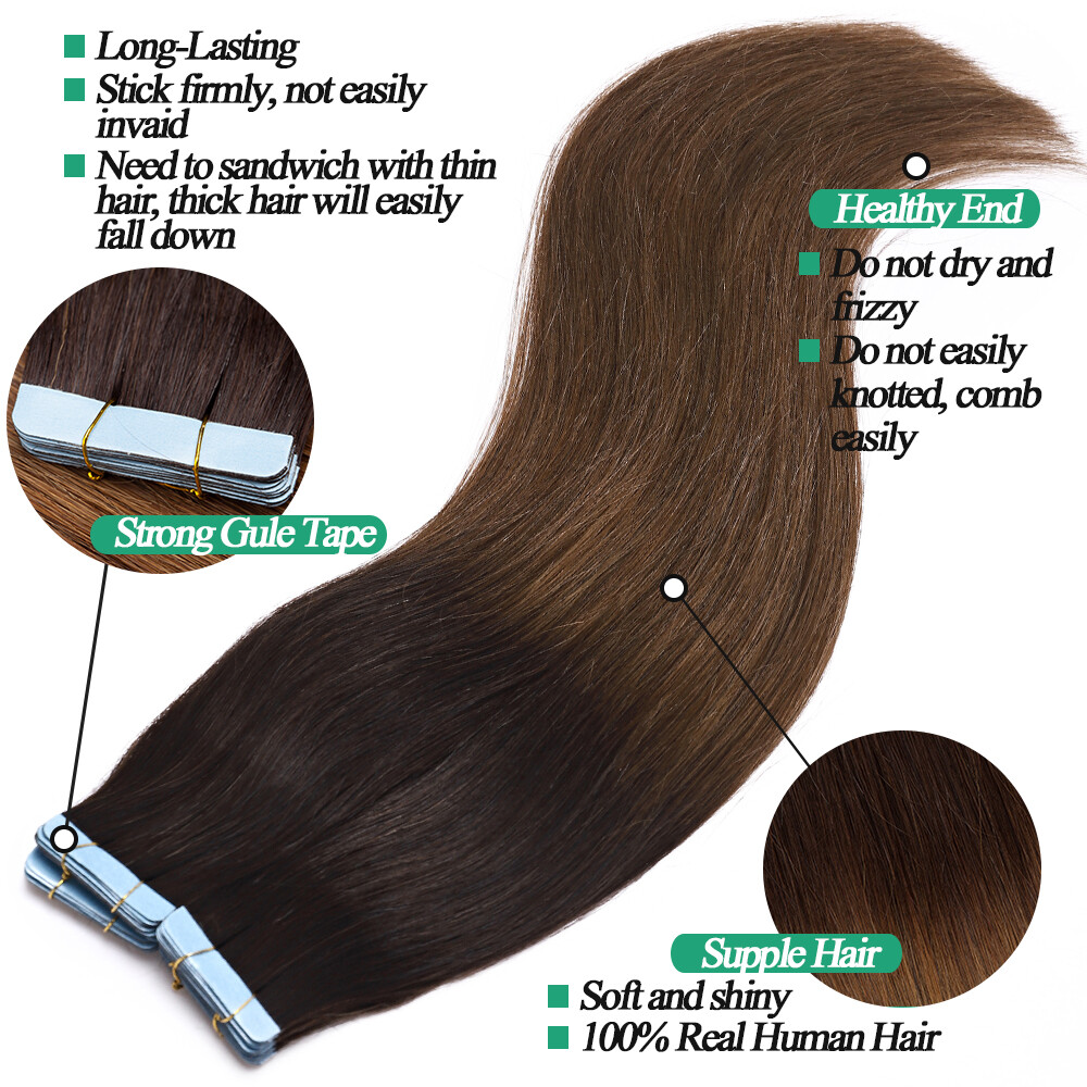 CLEARANCE 100% Real Remy Thick Tape In Human Hair Extensions Skin Weft Full Head