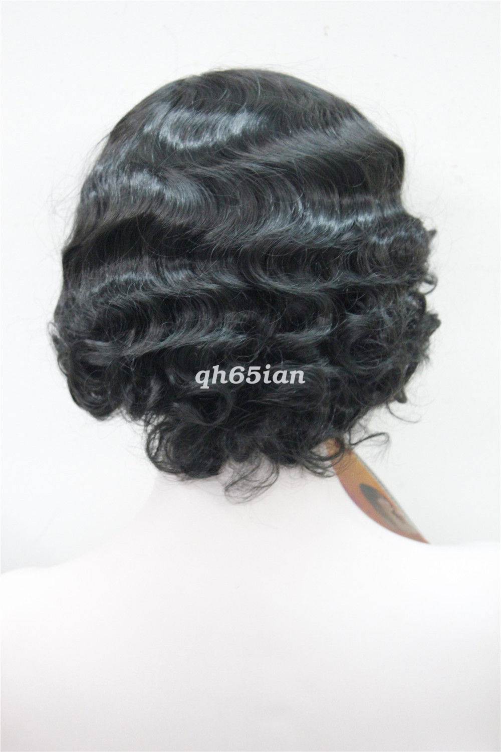 Womens Retro Short Finger Wave Curly Wavy Pinup Wigs Halloween Cosplay Wig