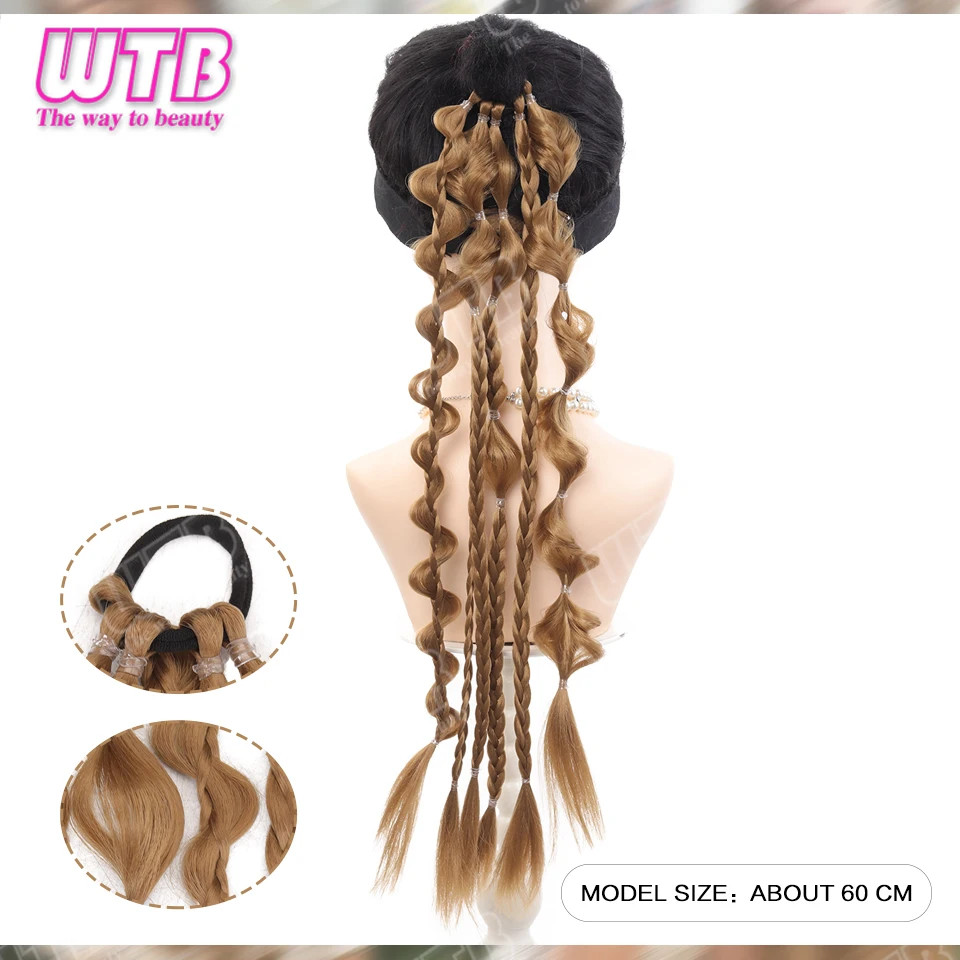 Bubble Braided Ponytail Synthetic Wig for Women Elastic Band for Daily Party