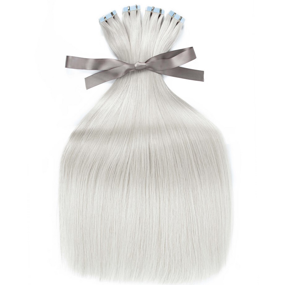 Invisible Tape in 100% Remy Human Hair Extensions Fusion Hair SLIVER Grey 50g