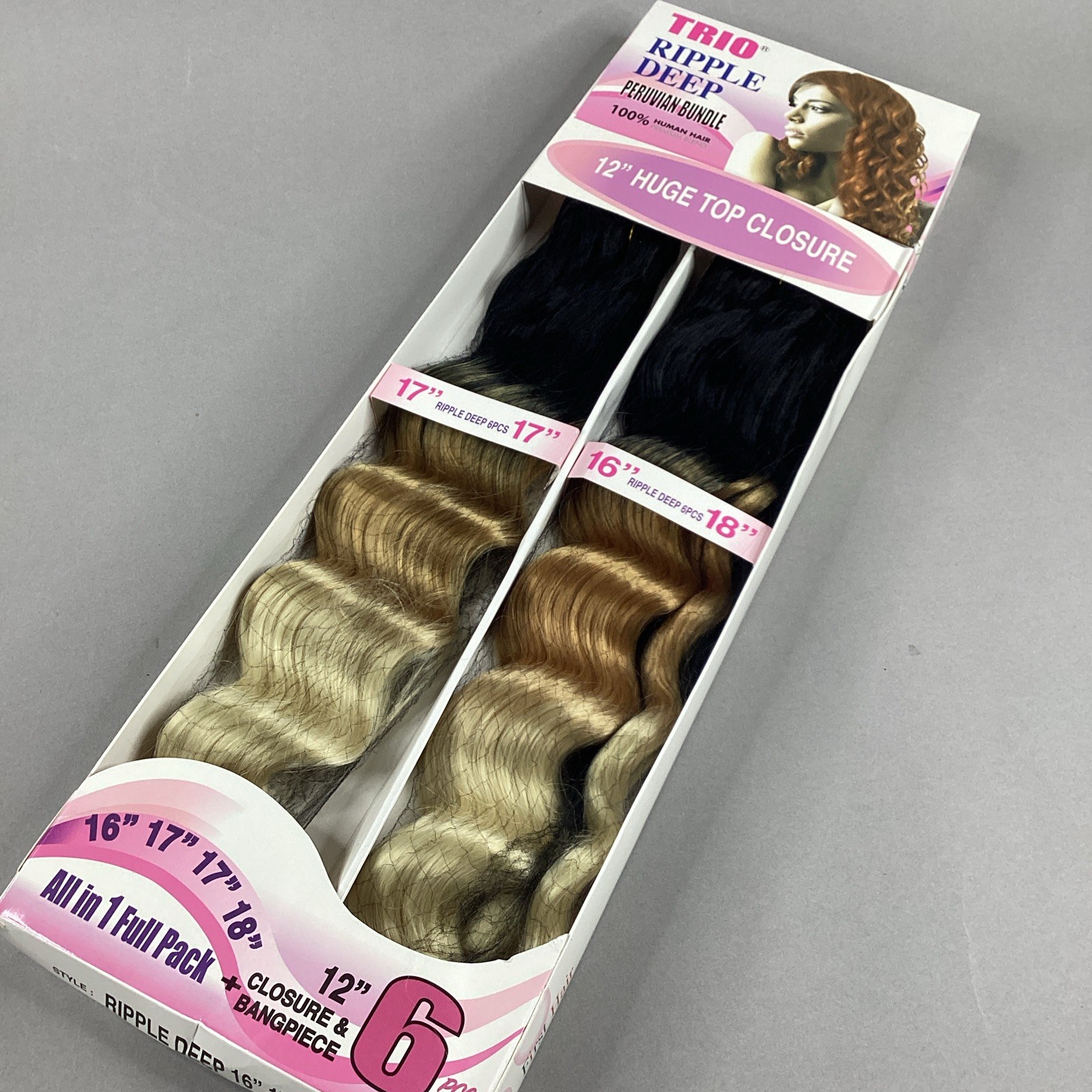Ripple Deep #1B/27/613 16” 18” All-in-One Premium Synthetic Hair Extensions