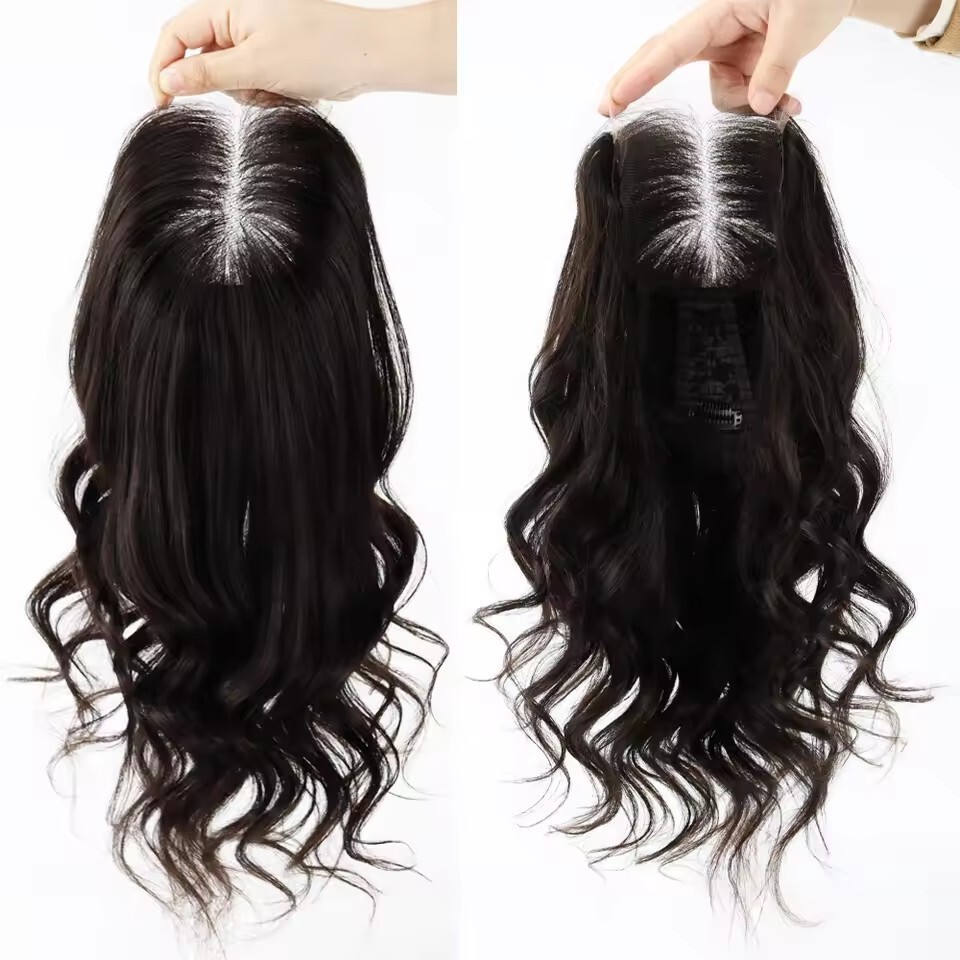 26″ Long HD Transparent Lace Closure Topper Human Hair Women Toupee Loose Wave