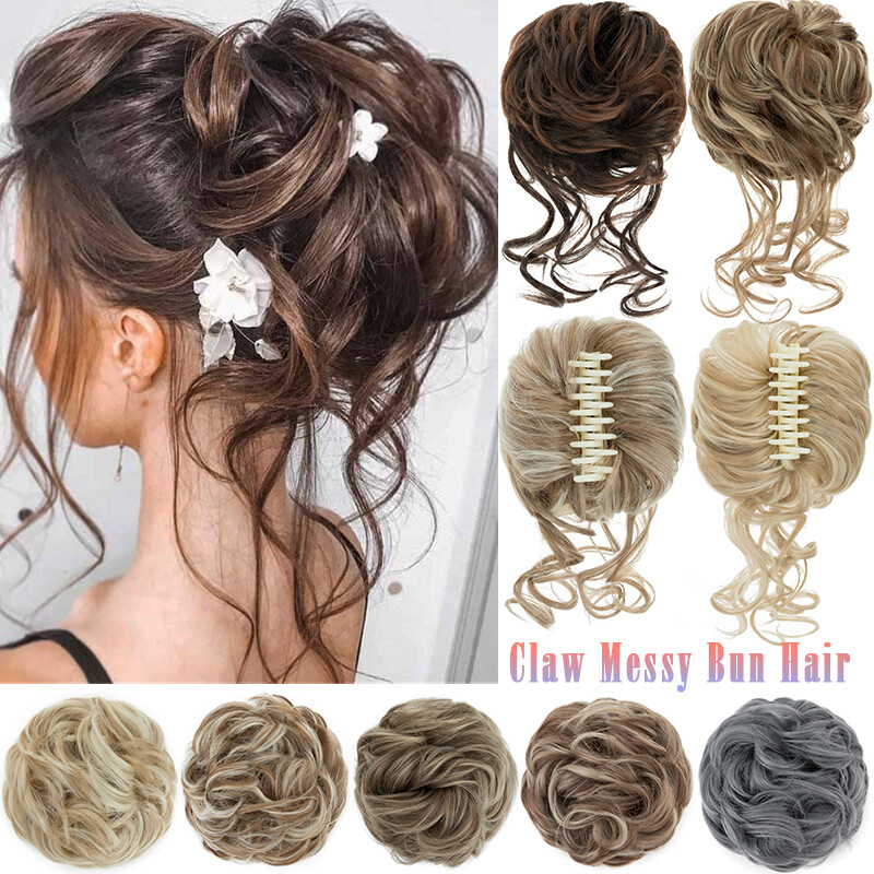 Curly Messy Bun Hair Pieces with Tendrils Fluffy Scrunchie Updo Hair Extensions