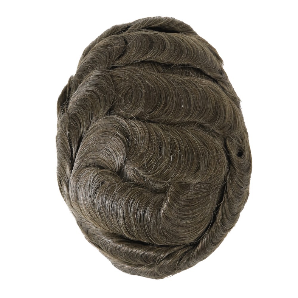 Toupee for Mens Human Hair Replacement System 0.02mm Ultra Thin Skin Hairpieces